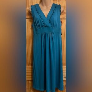 Faded Glory Blue Sleeveless V-Neck very soft Dress. (Necklace not included)